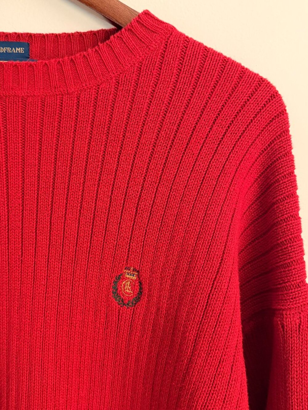 Vintage 90s Red Chaps Ralph Lauren Knit Crewneck Sweater, Size L, Good Condition